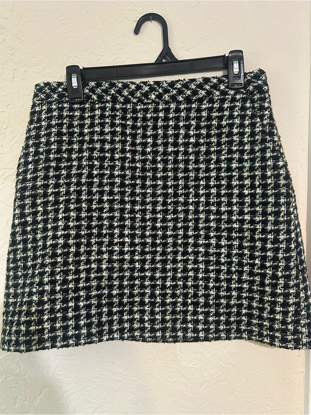 Mango Black and White Houndstooth Mini Skirt